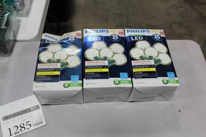 lot 1285 image: Lot of (3) Philips LED G40 Globe String Light Warm White 25-Bulb (in box)