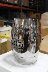 lot 1338 image: Wisteria Metal Stool Silver 12Dx19H (in box)