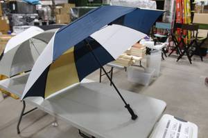 lot 1391 image: Lot of (5) Umbrella BlueWhiteTan 52Dx37H 52Dx37H