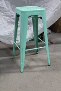 lot 1453 image: Metal Stool Turquoise 16Wx16Dx30H