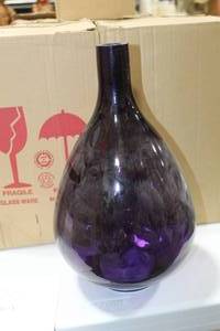 lot 1497 image: Lot of (2) Glass Table Vase Purple 9Dx15H (in box)