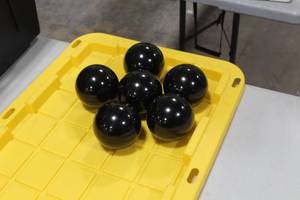 lot 1568 image: Lot of (6) Decorative Ball Table Dcor Black  4-12D