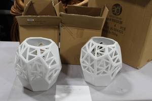 lot 1580 image: Lot of (2) Porcelain Table Vase White 10Dx10H (in box)