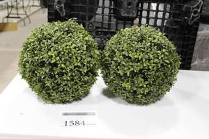 lot 1584 image: Lot of (2) Faux Shrub Greenery Ball 14D