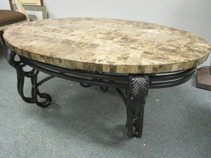 CONTEMPORARY METAL BASE COFFEE TABLE