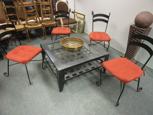 METAL COCKTAIL TABLE  AND OTHER PATIO FURNISHINGS