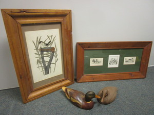 SIGNED AND NUMBERED WATER FOWL ART AND WOODEN DECOYS