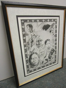 NATIVE AMERICAN PENCIL DRAWING BY TIOKASIN, G.