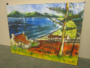 THE IVERAUGH PENINSULA COUNTY. KERRY, IRELAND ORIGINAL 1965 PAINTING, SIGNED, MARK GUALTIERI, 38 x 28