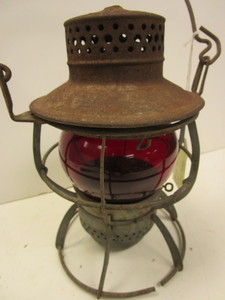 lot 522 image: VINTAGE DRESSEL RAILROAD PRR LANTERN, W RED ADLAKE KERO GLOBE