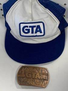lot 30 image: Vintage GTA Hat & Brass Belt Buckle