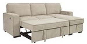 Signature Design by Ashley, Darton Cream 2 Piece Sectional Pop Up Bed with Storage-APK-73506-R2- BRAND NEW - NO RESERVE