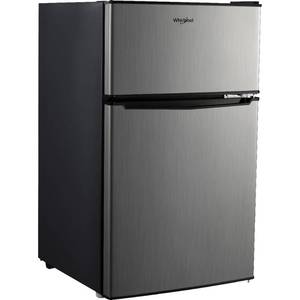 WHIRLPOOL 3.1 cu. ft. Mini Fridge in Stainless Steel with Dual Door True Freezer