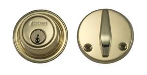 1 SCHLAGE Bright Brass Single Cylinder Deadbolt AND 1 SCHLAGE Satin Chrome Single Cylinder Deadbolt