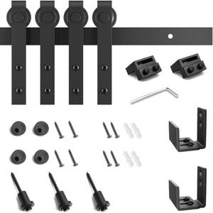 lot 58 image: SMARTSTANDARD 4FT Super Mini Double Door Cabinet Sliding Barn Door Hardware Kit