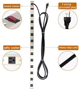 lot 117 image: Lanshion Power Strip Heavy Duty Metal w12 Outlets