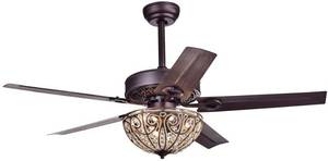 lot 28 image: Glamorous Warehouse of Tiffany Catalina Crystal Ceiling Fan 52 Bronze Finish