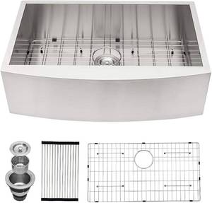 lot 10 image: Lordear Stainless Steel 36 in. Single Bowl Farmhouse Apron Front Kitchen Sink