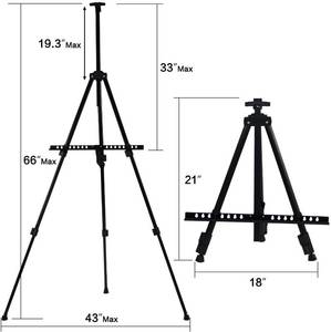 lot 80 image: T-Sign 66 Reinforced Artist Easel Stand, Extra Thick Aluminum Metal Tripod Display Easel 21 to 66