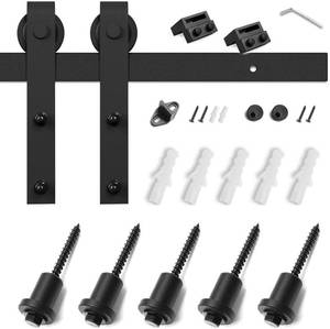 lot 62 image: SMARTSTANDARD 6.6 Foot One-Piece Track Sliding Barn Door Hardware Kit