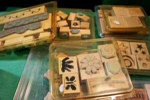 lot 135 image: Crafters Delight - Stamps, Embroidery Thread, Markers and Much More