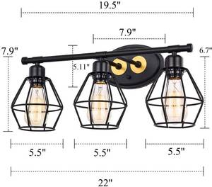 lot 169 image: Pauwer Industrial 3 Light Bathroom Vanity Light