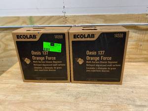 lot 15 image: ECOLAB Lot of 2-  Oasis 13744 Heather Hills Drive Burnsville 55337 Orange Force Multi-Surface Cleaner Degreaser (2.5 Gallons Per Container)  Expired 122017
