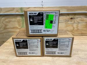 lot 83 image: ECOLAB Lot of 3-  10 LB Containers of Revitalize Perfusion Carpet and Upholstery Cleaner.  092018