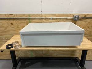 lot 45 image: FIAT 24 in. x 36 in. x 12 in. Molded Stone Floor-Mount Mop Service Basin Tub in White