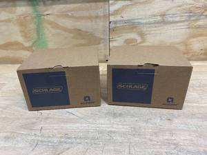 lot 75 image: SCHLAGE Lot of 2-  Bowery Matte Black Keyed Entry Door Knob with Greyson Trim