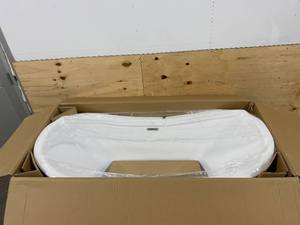 lot 101 image: AKDY 59 in. Acrylic Center Drain Oval Double Slipper Flatbottom Freestanding Bathtub in Glossy White