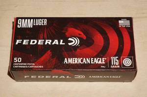 lot 11 image: 50 Federal American Eagle 9mm Luger 115 Gr FMJ Ammo