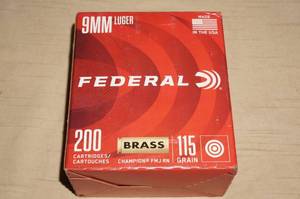 lot 12 image: 200 Federal Champion 9mm Luger 115 Gr FMJ RN Ammo