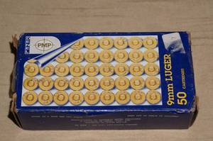 lot 39 image: 50 Denel 9mm Luger 115 Gr FMJ Ammo