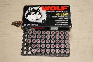 lot 103 image: Partial Box Wolf .40 S&W 180 Gr FMJ Steel Case Ammo