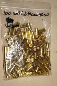 lot 125 image: 100 Unprimed Virgin .40 Cal Brass Casings