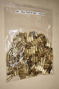 lot 129 image: 150 Once Fired Deprimed .40 S&W Brass Casings