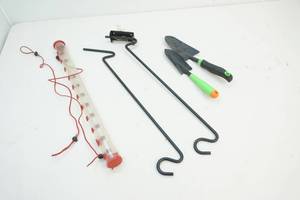 Plant hangers, trowel, bird feeder