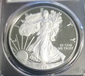 2018-W PROOF AMERICAN SILVER EAGLE PCGS PR70DCAM 1st DAY 1 of 1000
