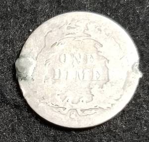 1887-S US SEATED LIBERTY DIME reverse solder