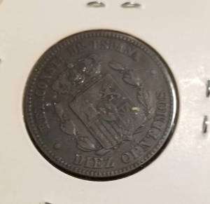 1878 SPAIN 10 CENTAVOS XF