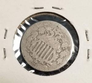 1872 US SHIELD NICKEL NO RAYS