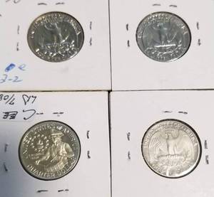 GROUP OF 4 PROOF QUARTERS 1970-S 1972-S 1976-S (silver) 1986-S