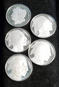 5 X 110th OZ .999 FINE SILVER ROUNDS