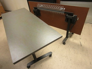 lot 207 image: FLIP-TOP ROLLING TABLES, W LOWER STORAGE SHELF, LOCKABLE WHEELS