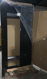 HUSKY HEAVY DUTY WELDED 36 IN. W X 81 IN. H X 24 IN. D 20-GAUGE FREE STANDING STEEL TALL Garage cabinet in black small dent on door(cabinet-only) see pics