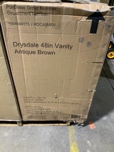 Drysdale 48 in. Wx 34.5 in. H Bath Vanity in Sable with Engineered Stone Vanity Top in Lgt Vein Carrera with White Basin NEW SEE PICS
