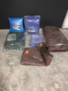 ASSORTED EVERBUILT TARPS DIFFERENT SIZES AND COLORS SEE PICS