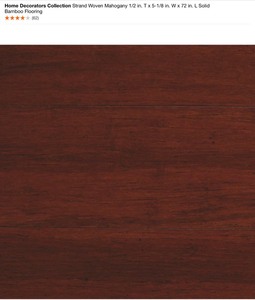 HOME DECORATORS STRAND WOVEN MAHOGANY SOLID BAMBOO FLOORING. SEE PICTURES