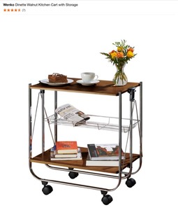 WENKO DINETTE WALNUT KITCHEN CART WITH STORAGE. SEE PICTURES